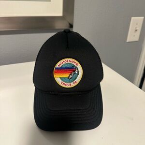 Aviator Nation Black Cap with Rainbow Stripe Patch
